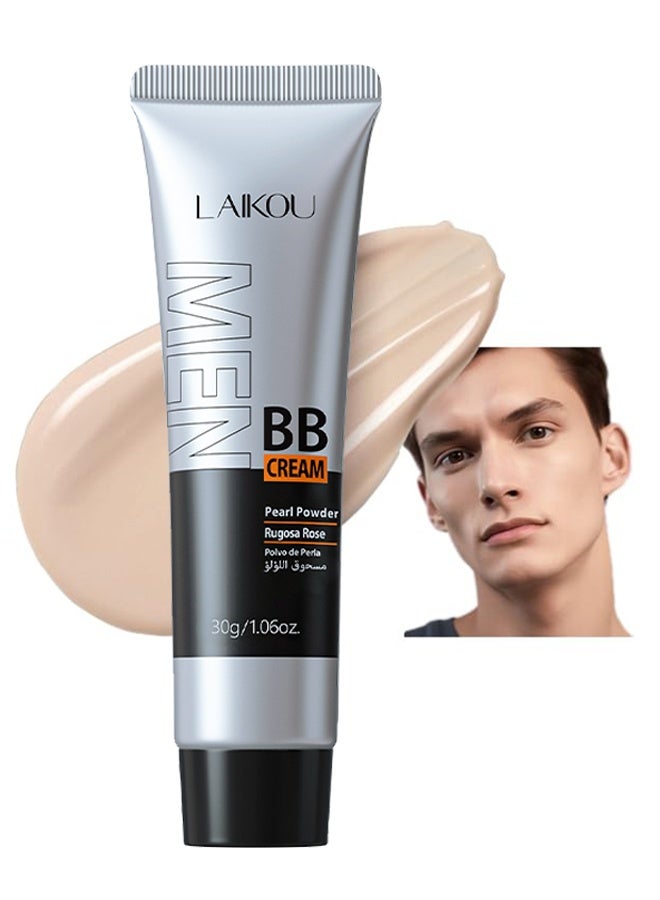 Laikou Men BB Cream SPF 15 PA++, Full-Coverage Foundation & Concealer, Mens Face Moisturizer Cream Evens Skin Tone, Oil Control and Cover Flaws, Natural Finish for All Skin Types, Light 160 - Image 1